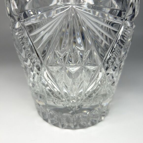 9” Hand Cut Crystal Lead Glass Vase Pinwheel Star Of David Heavy Vintage - Picture 9 of 10